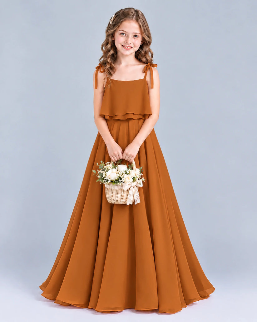 Burnt Orange A-line Junior Bridesmaid Dress Front