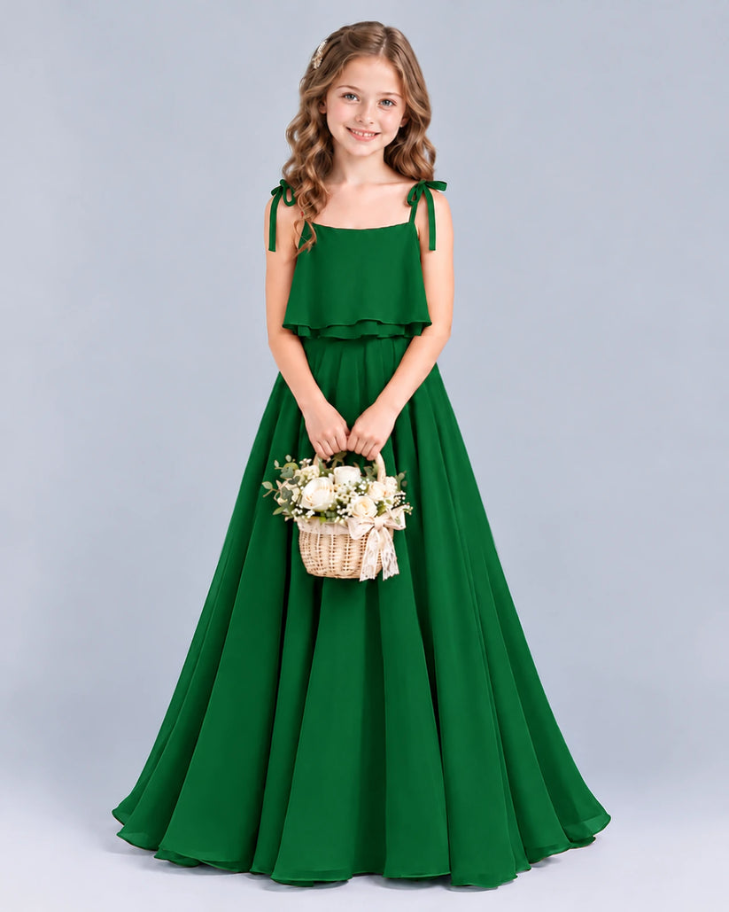 Dark Green A-line Junior Bridesmaid Dress Front