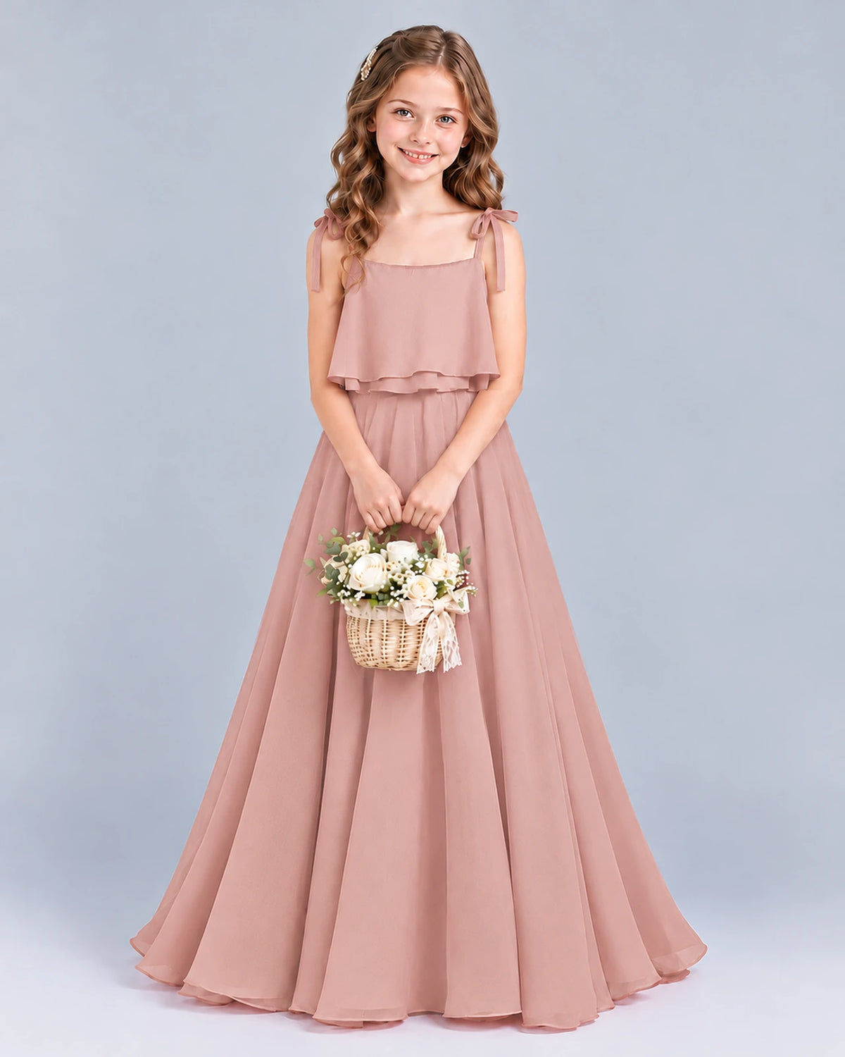 Dusty Rose A-line Junior Bridesmaid Dress Front