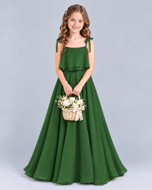 Emerald Green A-line Junior Bridesmaid Dress Front