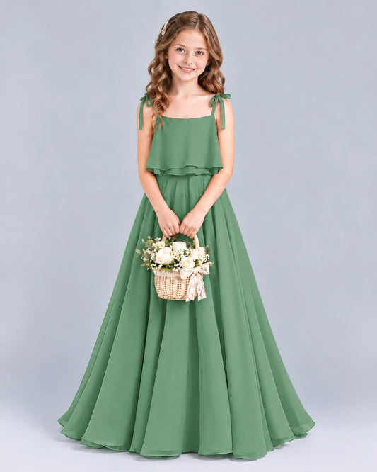 Eucalyptus A-line Junior Bridesmaid Dress Front