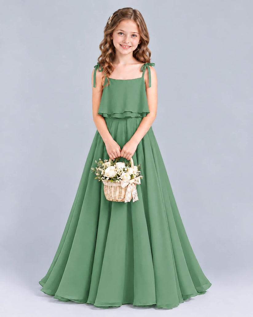 Eucalyptus A-line Junior Bridesmaid Dress Front