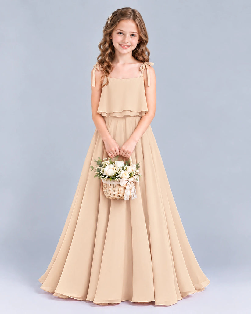 Peach A-line Junior Bridesmaid Dress Front
