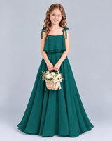Peacock A-line Junior Bridesmaid Dress Front