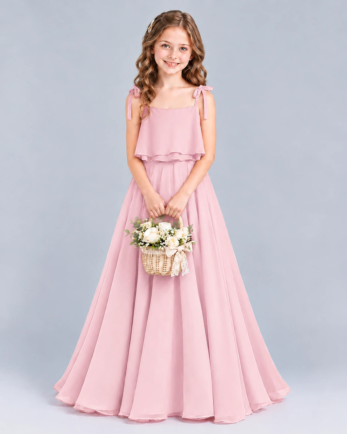 Pink A-line Junior Bridesmaid Dress Front