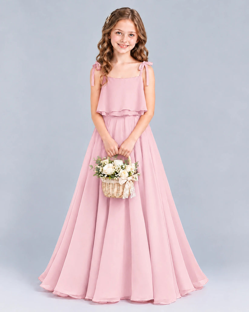 Pink A-line Junior Bridesmaid Dress Front
