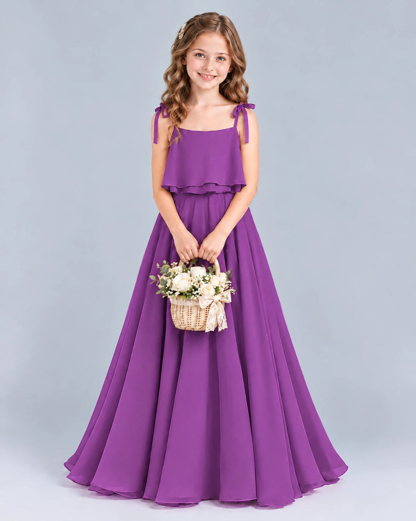 Purple A-line Junior Bridesmaid Dress Front