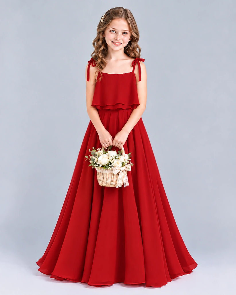 Red A-line Junior Bridesmaid Dress Front