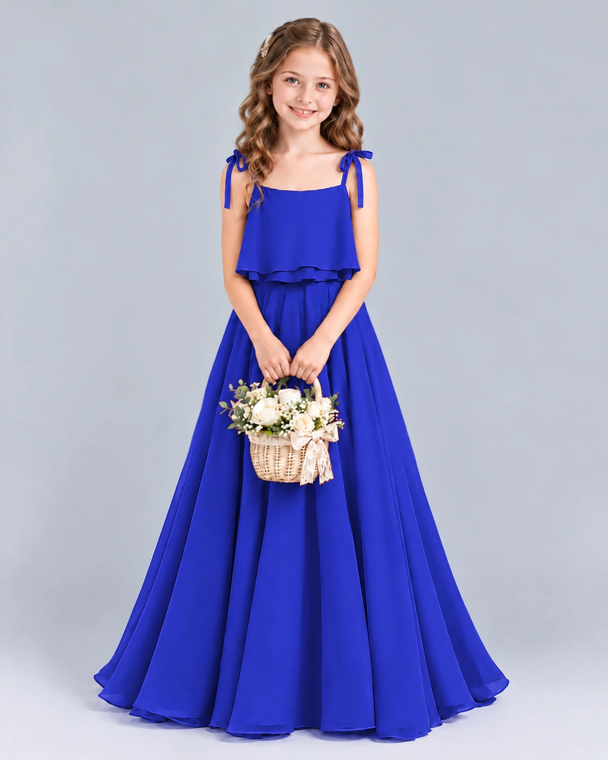 Royal Blue A-line Junior Bridesmaid Dress Front