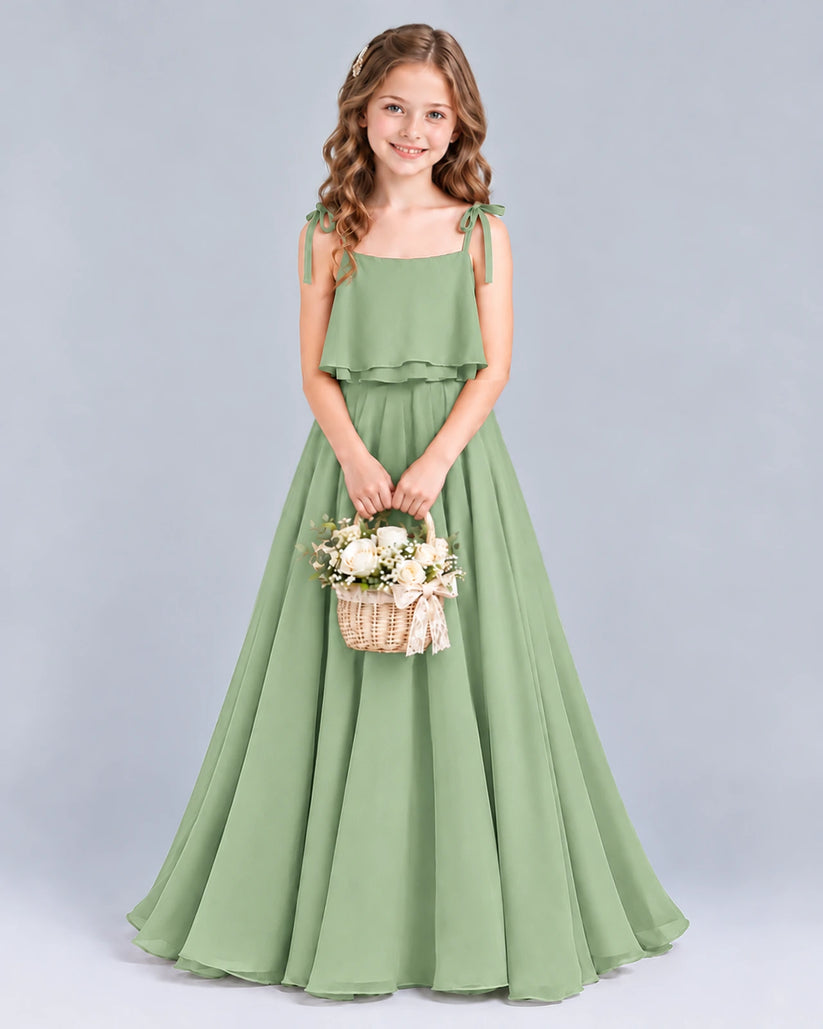 Sage Green A-line Junior Bridesmaid Dress Front