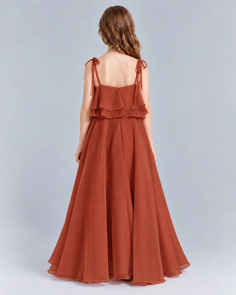 Vermilion A-line Junior Bridesmaid Dress Back [Shared]