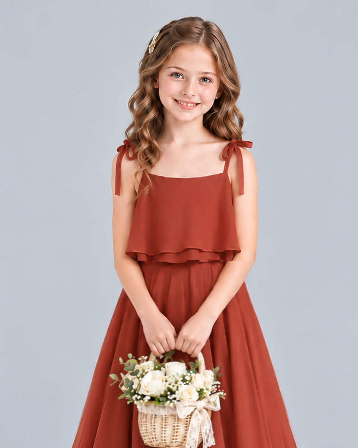 Vermilion A-line Junior Bridesmaid Dress Detail [Shared]