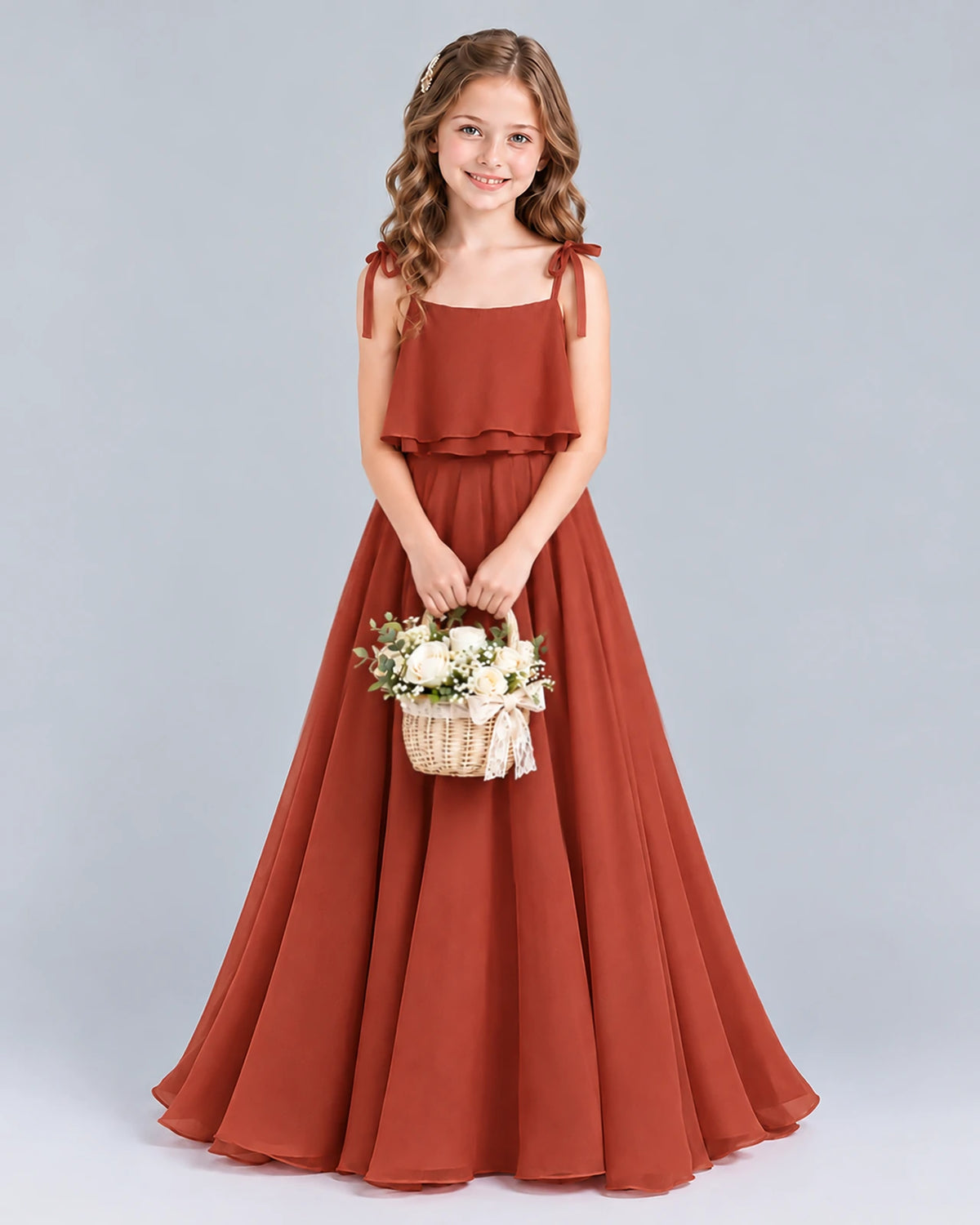 Vermilion A-line Junior Bridesmaid Dress Front