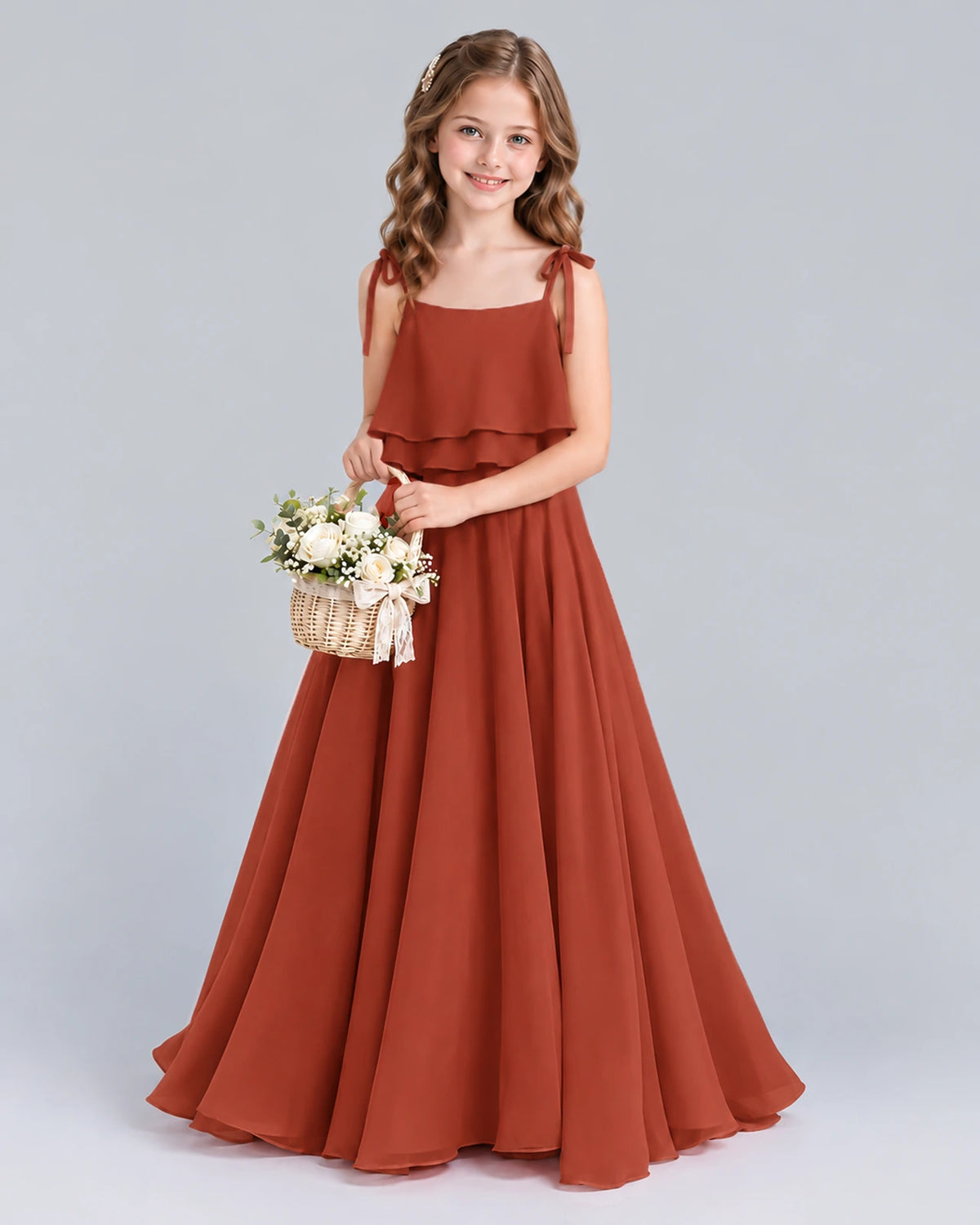 Vermilion A-line Junior Bridesmaid Dress Pose [Shared]