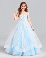 Baby Blue Ball Gown Girls Formal Dress Front