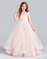 Blush Pink Ball Gown Girls Formal Dress Front