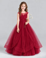 Burgundy Ball Gown Girls Formal Dress Front