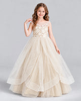 Champagne Ball Gown Girls Formal Dress Front