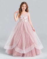 Dusty Rose Ball Gown Girls Formal Dress Front