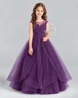 Grape Ball Gown Girls Formal Dress Front