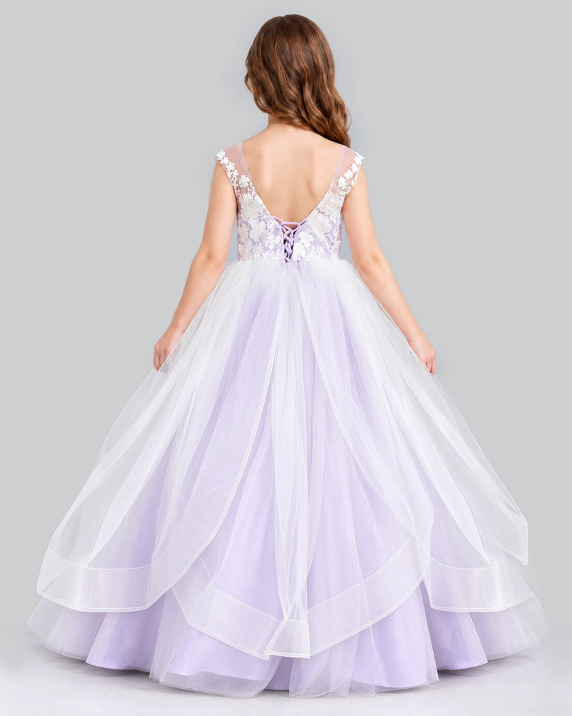 Lilac Ball Gown Girls Formal Dress Back [Shared]