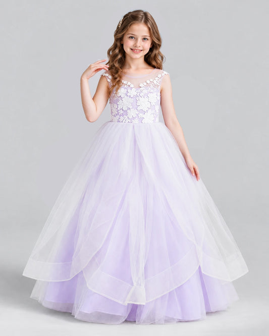 Lilac Ball Gown Girls Formal Dress Front