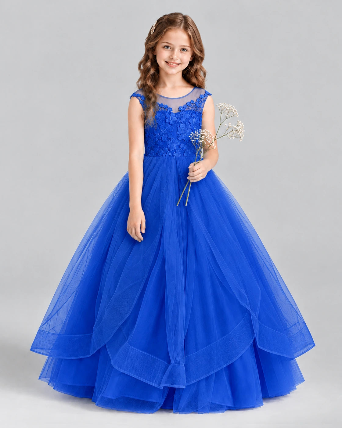 Royal Blue Ball Gown Girls Formal Dress Front