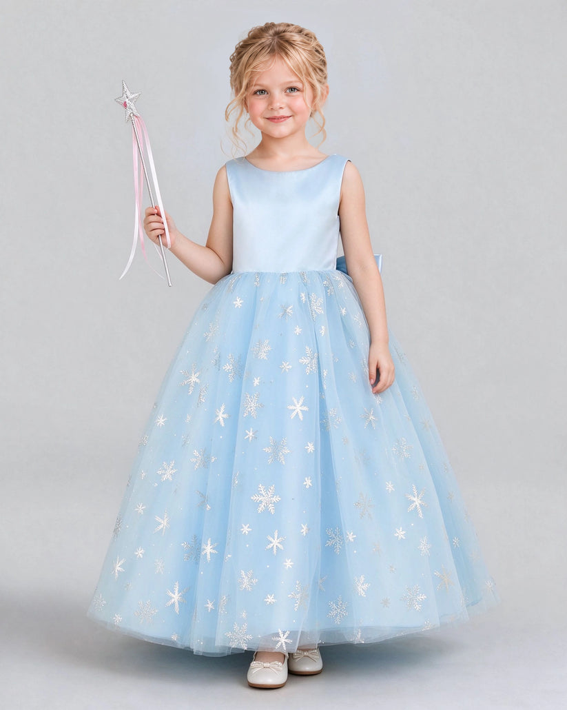 Baby Blue Ball Gown Girls Formal Dress Front