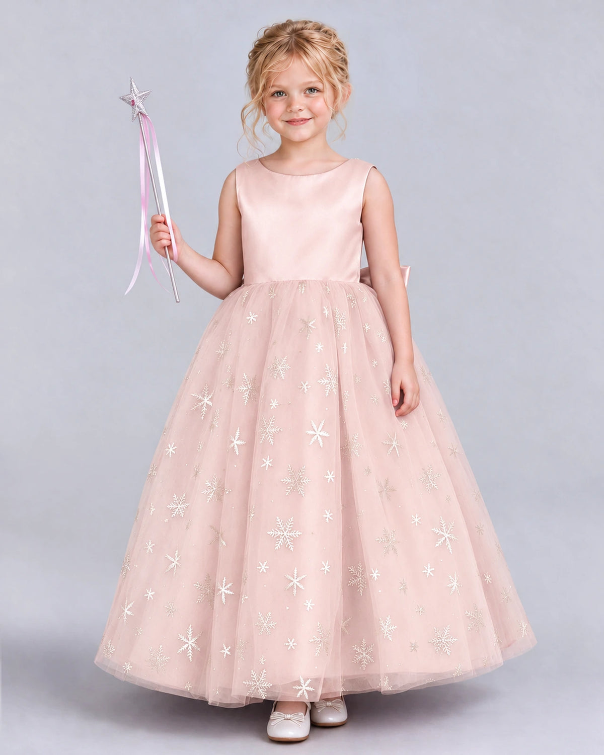 Blush Pink Ball Gown Girls Formal Dress Front