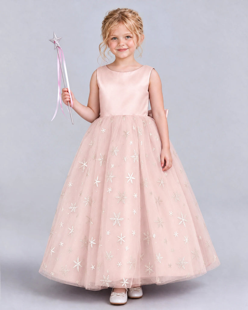 Blush Pink Ball Gown Girls Formal Dress Front