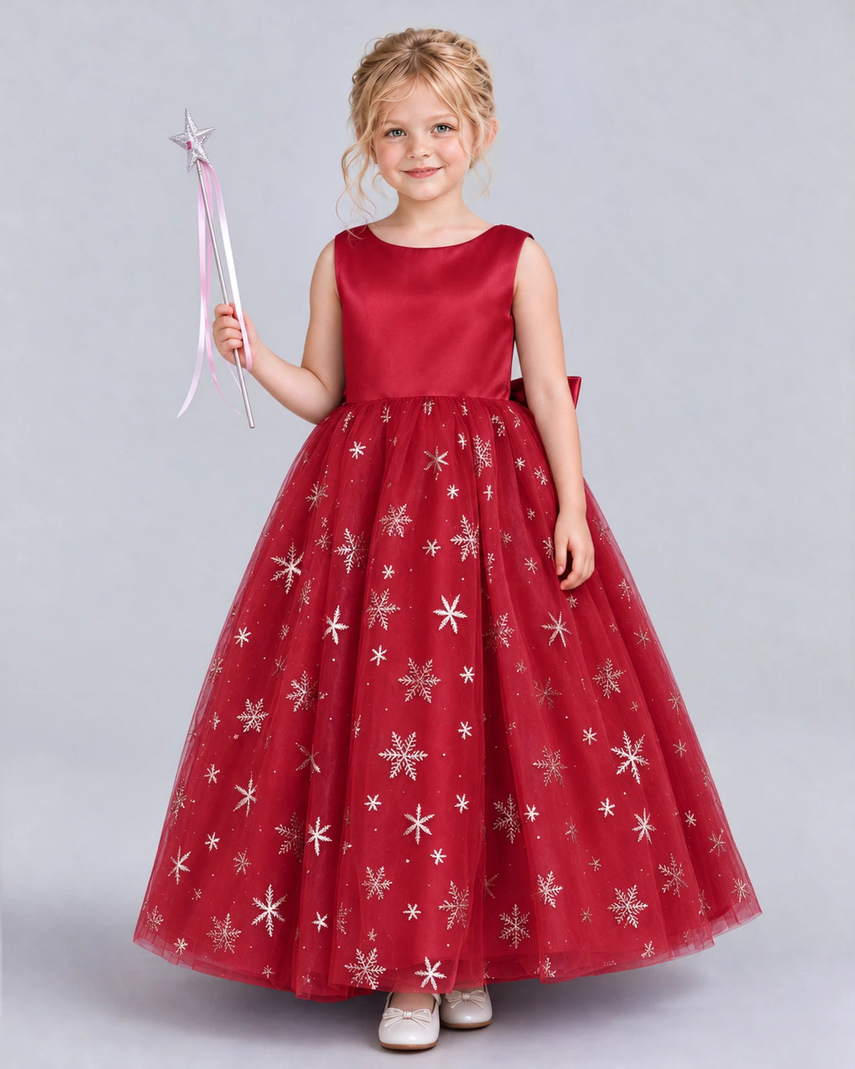 Burgundy Ball Gown Girls Formal Dress Front