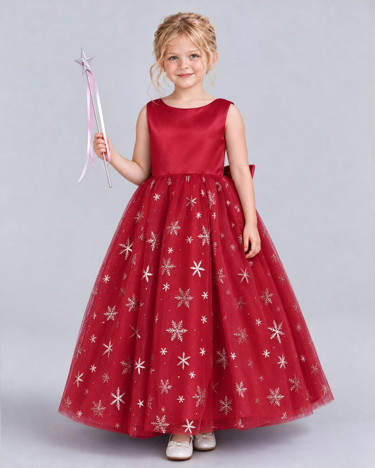 Burgundy Ball Gown Girls Formal Dress Front