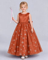 Burnt Orange Ball Gown Girls Formal Dress Front