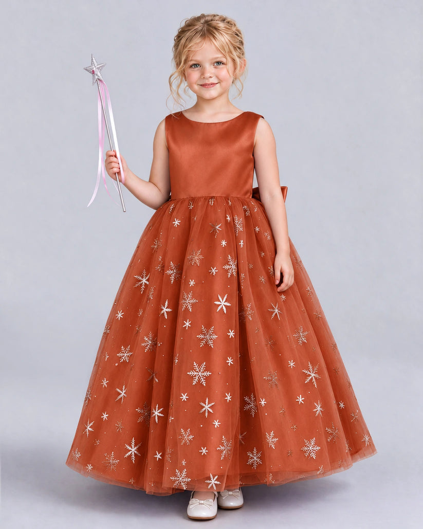 Burnt Orange Ball Gown Girls Formal Dress Front