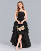 Black A-line Junior Bridesmaid Dress Front