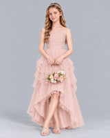Blush Pink A-line Junior Bridesmaid Dress Front
