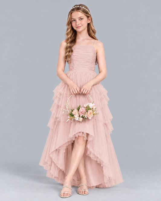 Blush Pink A-line Junior Bridesmaid Dress Front