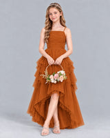 Burnt Orange A-line Junior Bridesmaid Dress Front
