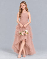 Dusty Rose A-line Junior Bridesmaid Dress Front