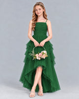 Emerald Green A-line Junior Bridesmaid Dress Front