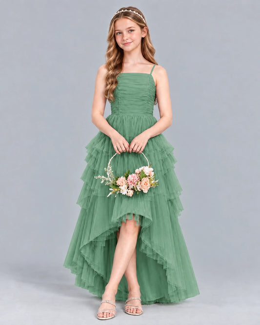 Eucalyptus A-line Junior Bridesmaid Dress Front
