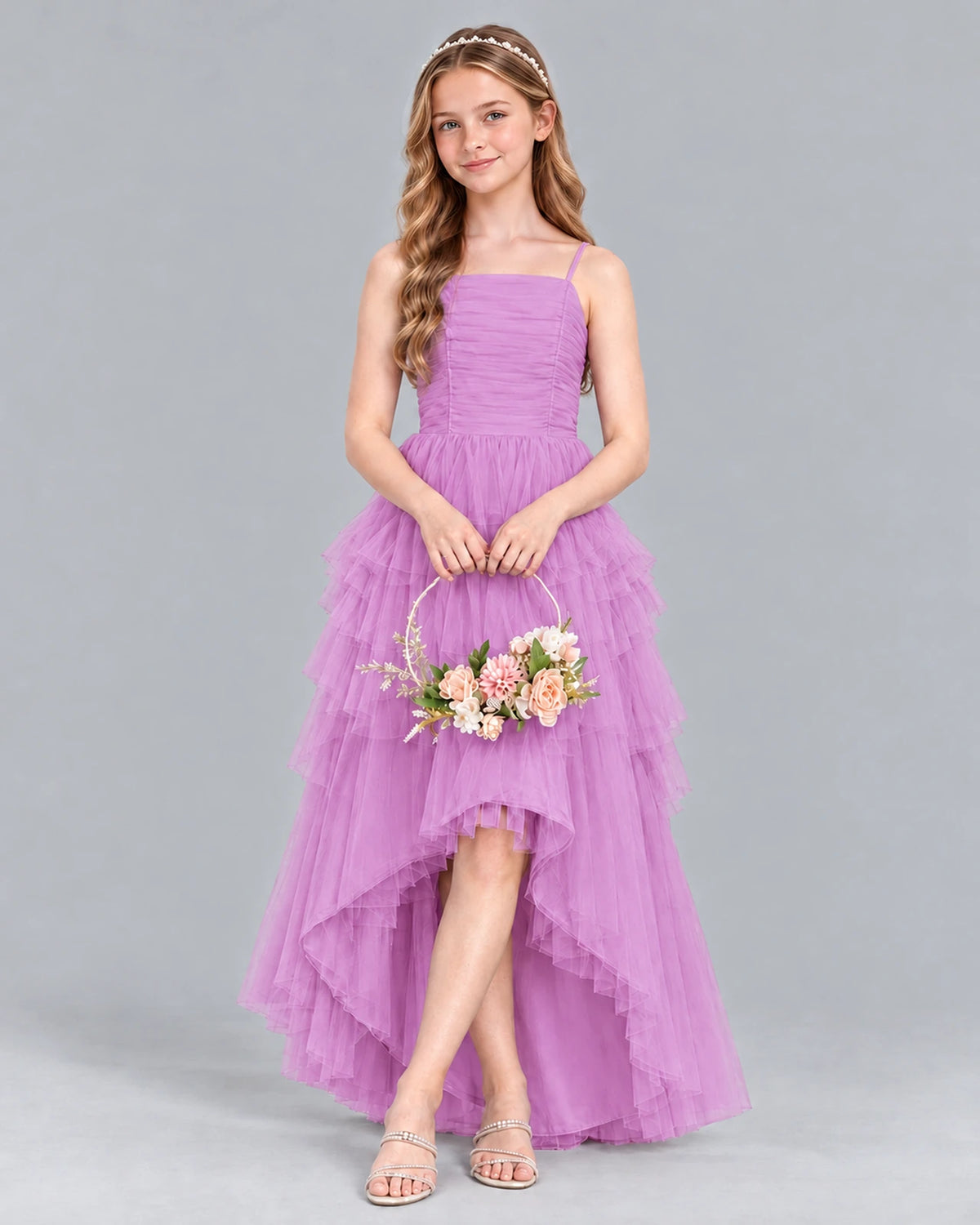 Lilac A-line Junior Bridesmaid Dress Front