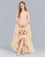Peach A-line Junior Bridesmaid Dress Front