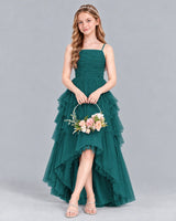 Peacock A-line Junior Bridesmaid Dress Front