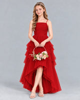 Red A-line Junior Bridesmaid Dress Front