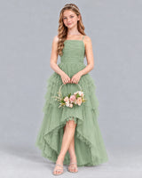 Sage Green A-line Junior Bridesmaid Dress Front