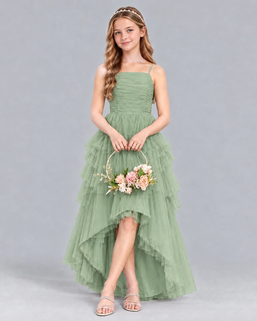 Sage Green A-line Junior Bridesmaid Dress Front