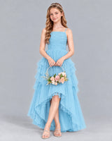 Sky Blue A-line Junior Bridesmaid Dress Front