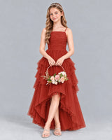 Vermilion A-line Junior Bridesmaid Dress Front