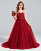 Burgundy Ball Gown Girls Formal Dress Pose [Shared]